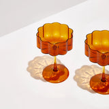 WAVE COUPE GLASSES - AMBER, Set of 2