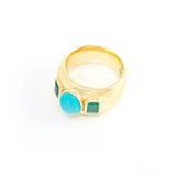 Jenna Blake - THREE STONE EMERALD AND TURQUOISE RING
