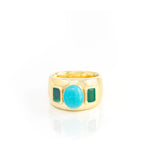 Jenna Blake - THREE STONE EMERALD AND TURQUOISE RING