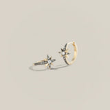 Antique Finish Victorian Star Small Diamond Hoops - Lucy Delius