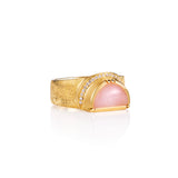 Brooke Gregson - Half Moon Pink Opal Engraved Ring - One Of A Kind