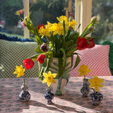 Carolina Irving & Daughters - Mini Bud Vases White w/ cobalt (set of 4)