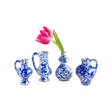 Carolina Irving & Daughters - Mini Bud Vases White w/ cobalt (set of 4)