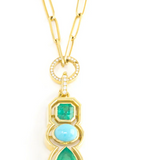 Jenna Blake - Morse Code Shadow Charm - Emerald and Turquoise