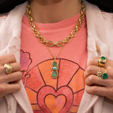 Jenna Blake - Morse Code Shadow Charm - Emerald and Turquoise