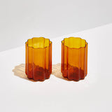 WAVE GLASSES - AMBER, Set of 2