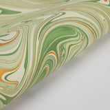 Hand Marbled Wrapping Paper Sheets - Waves Matcha