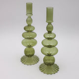 Willow Green Candle Holder - Pair