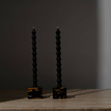Bamboo Taper Beeswax Candles - A Pair: Midnight Black