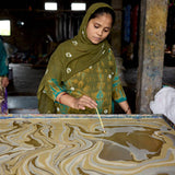 Hand Marbled Wrapping Paper Sheets - Waves Matcha