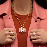 Jenna Blake - Mariner Link Charm - Rose Quartz