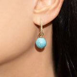 Jenna Blake - Hoop Huggies with Bead Charm- Malachite