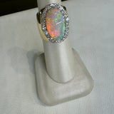 For Future Reference - 14k Yellow Gold, Opal 5.8, with diamonds 0.66tcw - 1980's