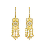 Buddha Mama: Flower Filigree Dangle Earrings with Diamonds