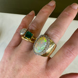 For Future Reference - 14k Yellow Gold, Opal 5.8, with diamonds 0.66tcw - 1980's