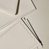 Letterpressed Notecard No. 04 Set of 10 Wavy Lilac Border: Natural / Set of 10