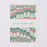 Hand Marbled Greeting Card - Scallops Festive Mix