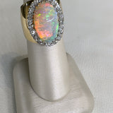 For Future Reference - 14k Yellow Gold, Opal 5.8, with diamonds 0.66tcw - 1980's