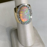 For Future Reference - 14k Yellow Gold, Opal 5.8, with diamonds 0.66tcw - 1980's