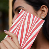 Hand Marbled Greeting Card - Candy Stripes Red