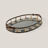 Ascher Paris - Iraca Palm Leather Tray Large Nuit