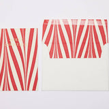 Hand Marbled Greeting Card - Candy Stripes Red