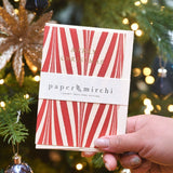 Hand Marbled Greeting Card - Candy Stripes Red