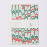 Hand Marbled Greeting Card - Scallops Festive Mix