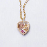 Loquet -Amate Diamond Heart Gold Locket 18k & Figaro Necklace Chain 22"