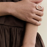 Lucy Delius -  Large Modern Finish Diamond Oval Ring