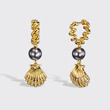 Boochier - GREY PEARL SHELL HUGGIE EARRINGS