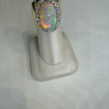 For Future Reference - 14k Yellow Gold, Opal 5.8, with diamonds 0.66tcw - 1980's