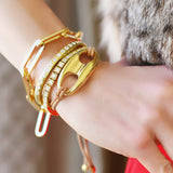 Jenna Blake - Gold Nautical Link on Leather Bracelet