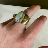 For Future Reference - 14k Yellow Gold, Opal 5.8, with diamonds 0.66tcw - 1980's