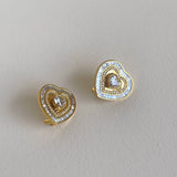 Buddha Mama: Diamond Heart Omega Earrings