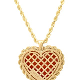 ESTABLISHED- Rope Trim Stone Heart Pendant