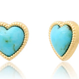 ESTABLISHED - Stone Heart Rope Accent Studs- Turquoise