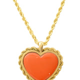 ESTABLISHED- Rope Trim Stone Heart Pendant