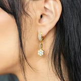 Buddha Mama: Diamond Flower Huggie Earrings