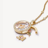 Loquet - Helios Heritage Round Diamond Locket 18k & Diamond Gold Necklace 18"