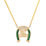 ESTABLISHED - Get Lucky Horseshoe with Diamonds and Malachite Inlay