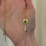 Brooke Gregson - Emerald Sapphire Key Heart Necklace