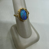 Black Opal Orbit Halo Ring - One Of A Kind