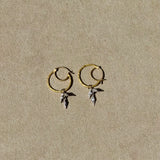 Cathy Waterman - Branched Hoop Earrings with Leaf Dangles