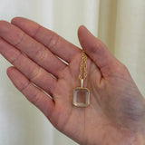 Loquet - Baguette Gold Locket 18k & Figaro Necklace Chain 22" 18k