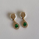 Buddha Mama: Tsavorite Pear Shaped Huggie Earrings