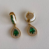 Buddha Mama: Tsavorite Pear Shaped Huggie Earrings