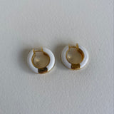 Buddha Mama: White Enamel Huggie Hoop Earrings