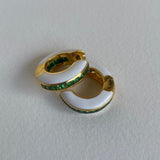 Buddha Mama: White Enamel Huggie Hoop Earrings