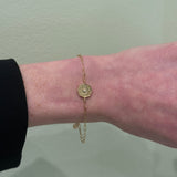 Marlo Laz - Wee Porte Bonheur BRACELET RAISED GOLD WHITE DIAMOND